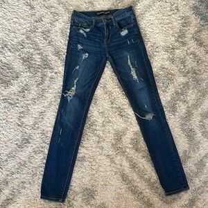 Express Distressed Mid Rise Jeans
